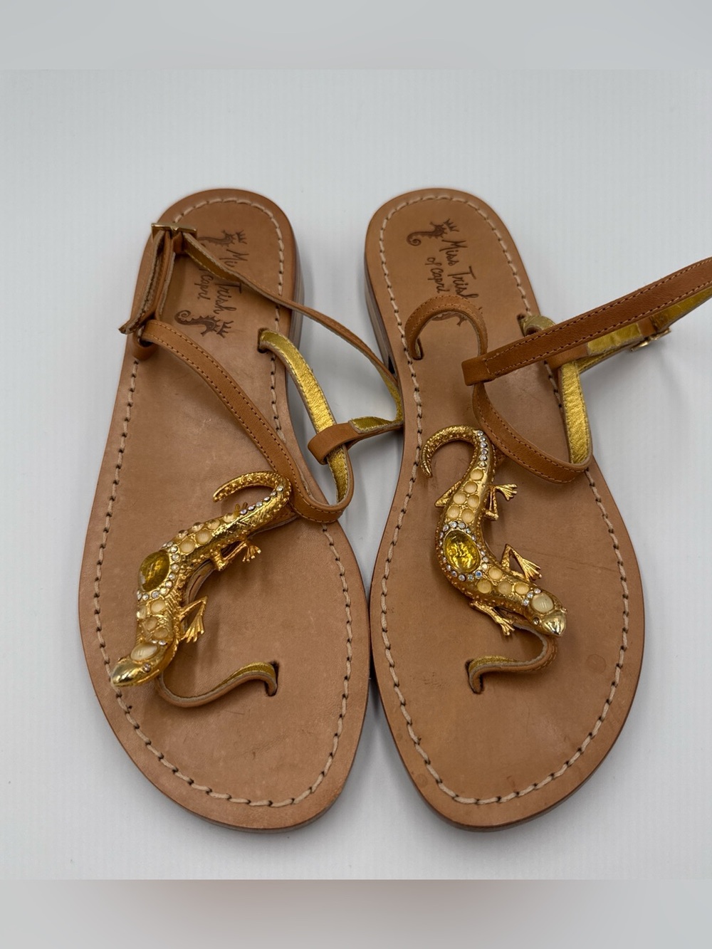 Miss Trish of Capri Leather Lizard Sandals